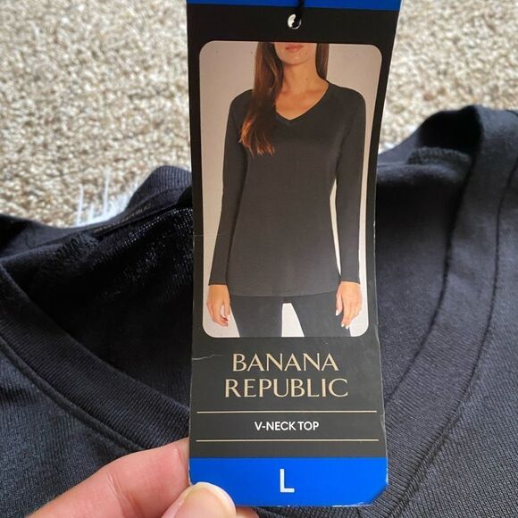 Banana Republic Vneck Knit Top Blue Womens Size Large - Picture 3 of 8